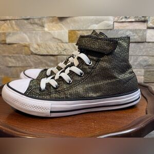 Yth Sz 1 Converse Chuck Taylor All Star Sparkle Party High-top Black Gold Shoes